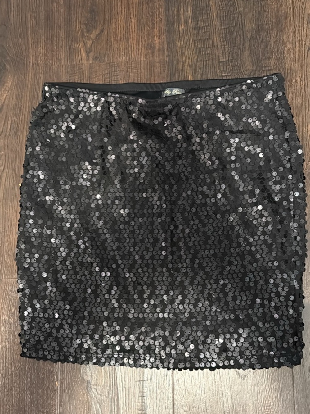 Lily Rose Black Sequined Mini Skirt